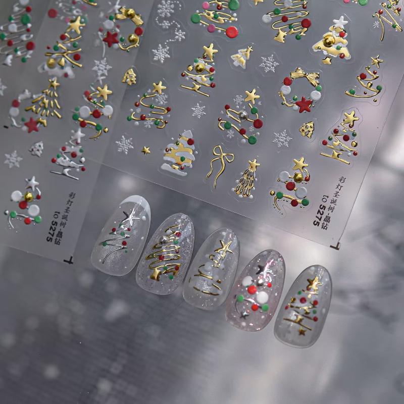 Nail Art Xmas Stickers - 3D Christmas Nail Art Stickers Glitter