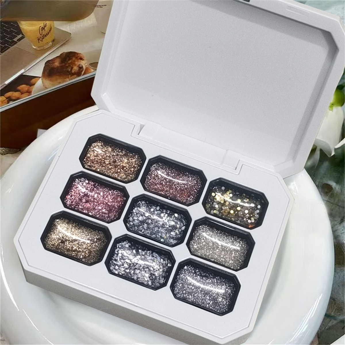 Nail Art Halal - 1pc 9 Colors Starburst Glitter Solid