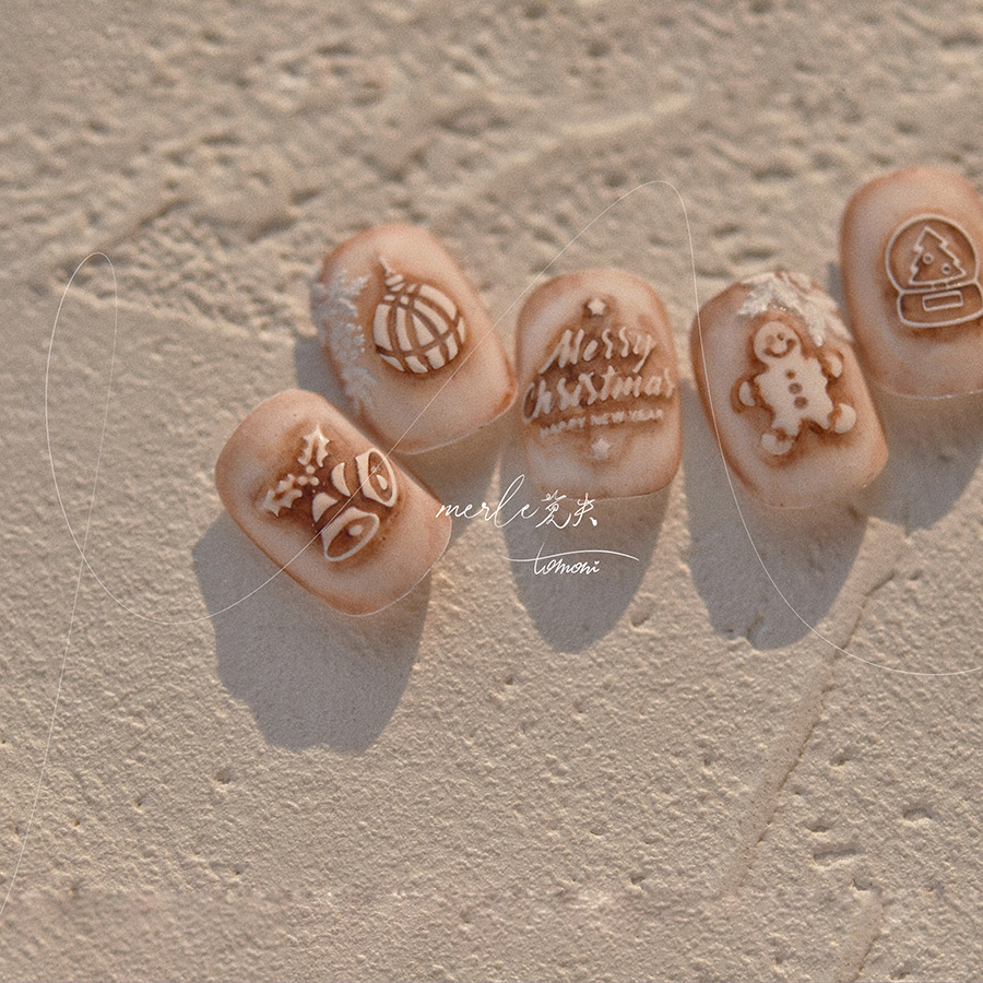 5D Relief Pure White Merry Chr - Nail Art Xmas Stickers 评论和价格