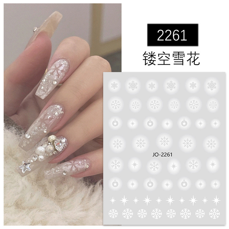 Nail Art 3d Decals White Hollo - Nail Art Xmas Stickers 评论和价格