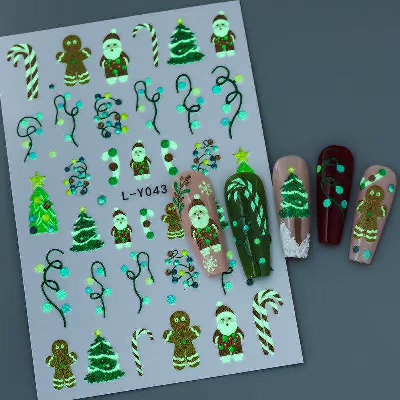 3D Luminous Christmas Nail Art - Nail Art Xmas Stickers 评论和价格
