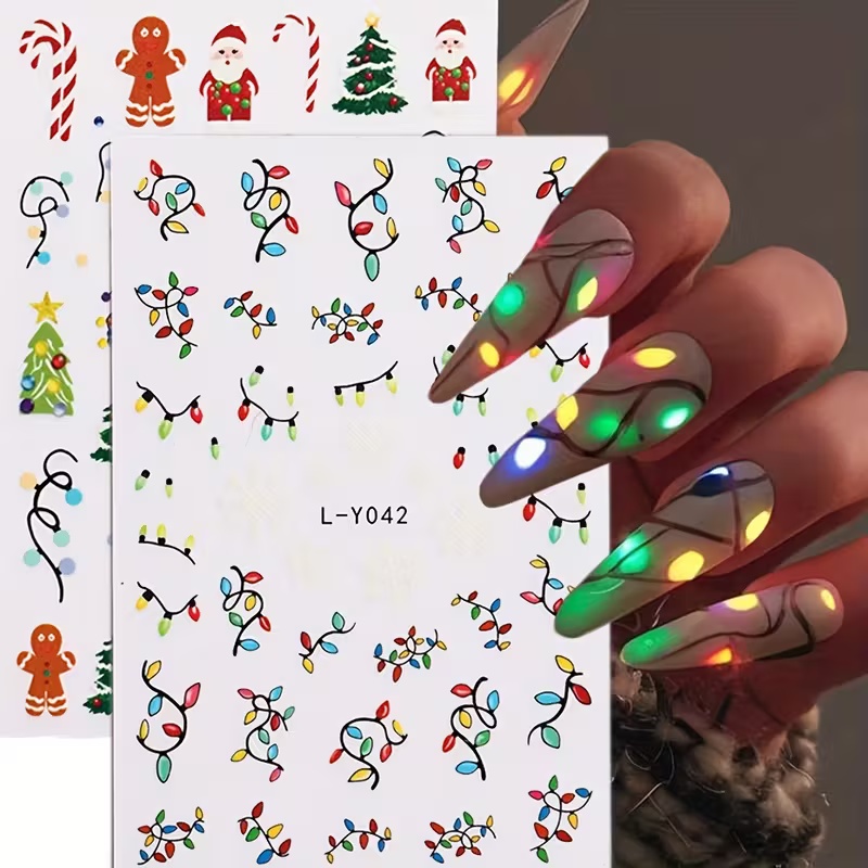 3D Luminous Christmas Nail Art - Nail Art Xmas Stickers 评论和价格