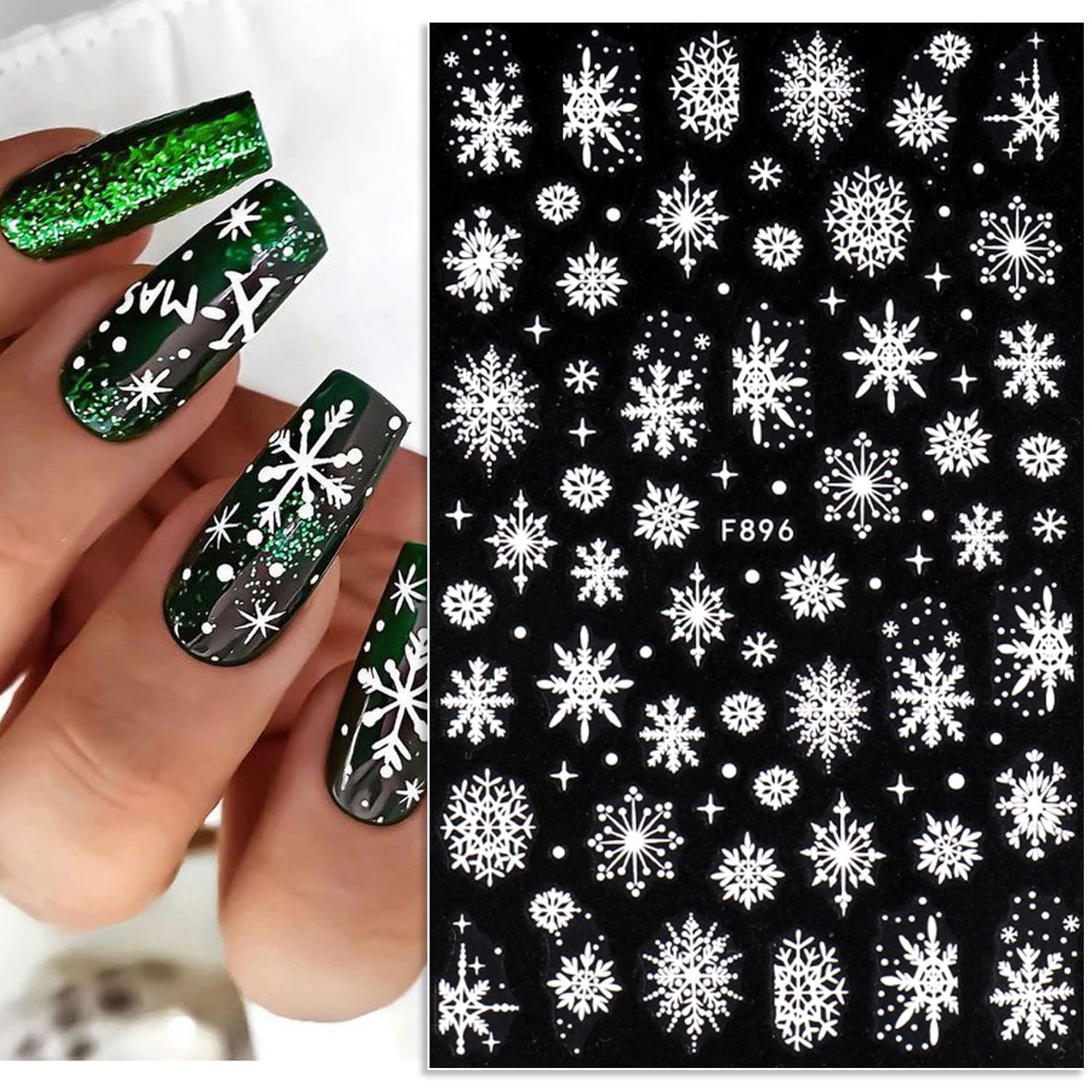 3D Snowflake Nail Art Decals W - Nail Art Xmas Stickers 评论和价格