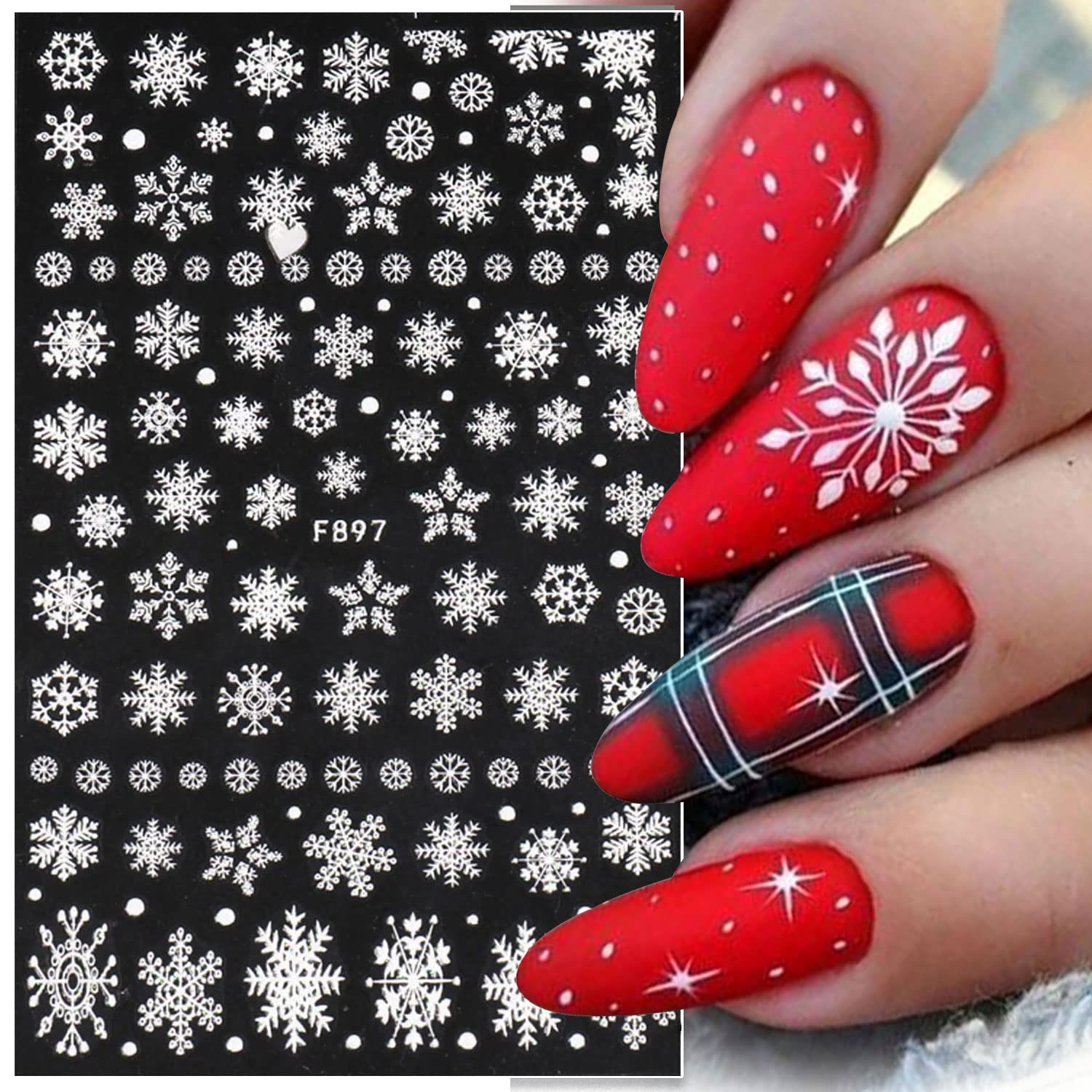 3D Snowflake Nail Art Decals W - Nail Art Xmas Stickers 评论和价格