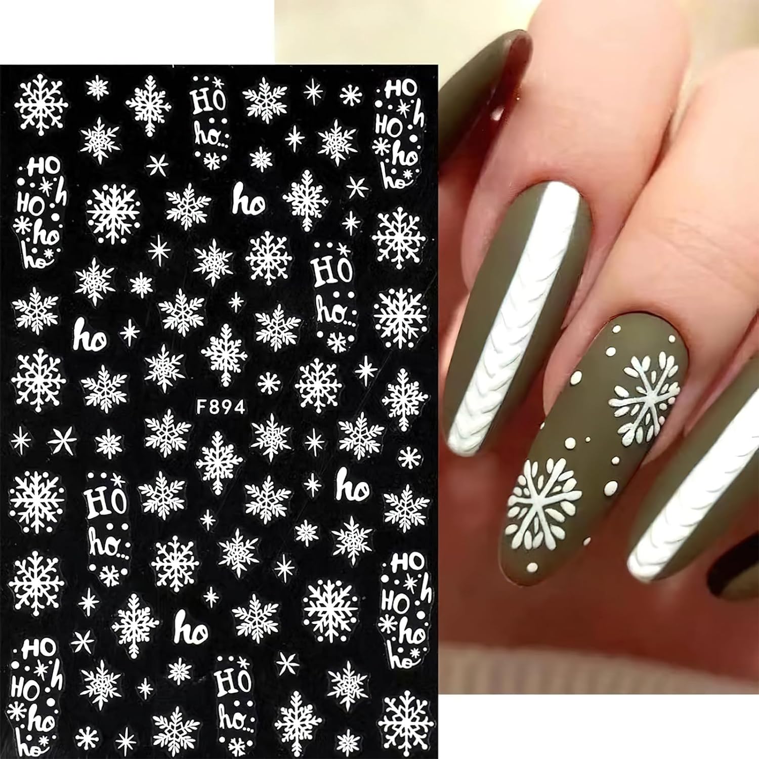 3D Snowflake Nail Art Decals W - Nail Art Xmas Stickers 评论和价格