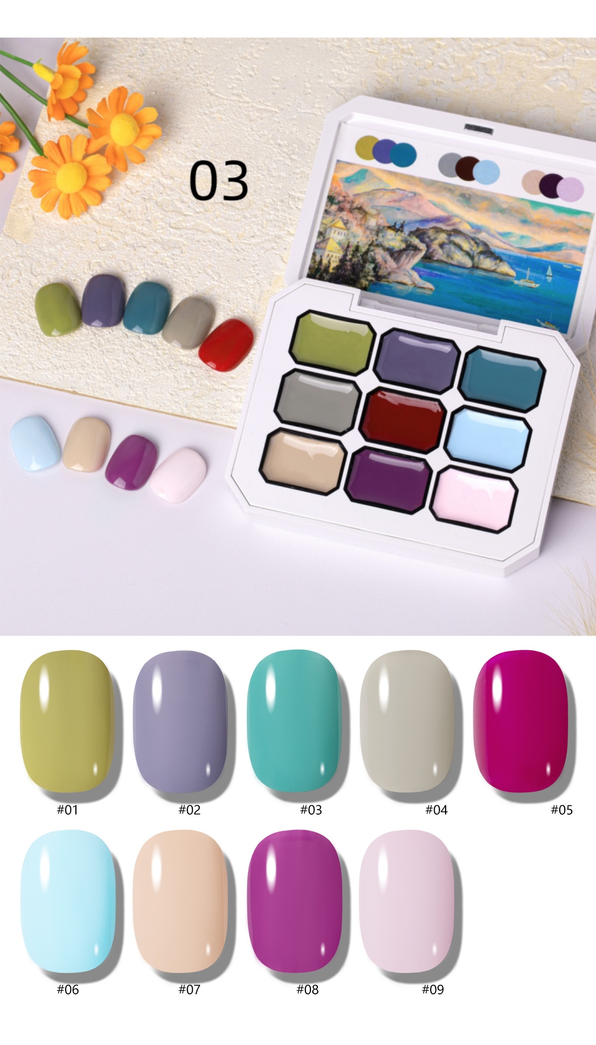 1pc 9-Grid Color Painting Gel  - Nail Art Halal 评论和价格